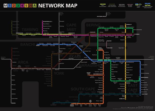 Vintage Cape Haze metro map